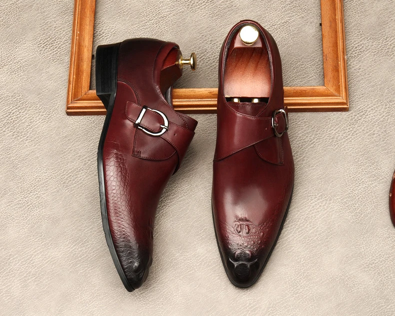 

Slip On Men Dress Shoes Fashion Hasp Business Wedding Shoe Genuine Leather Pointed Toe Formal Shoe Black Oxford Shoe Lofers