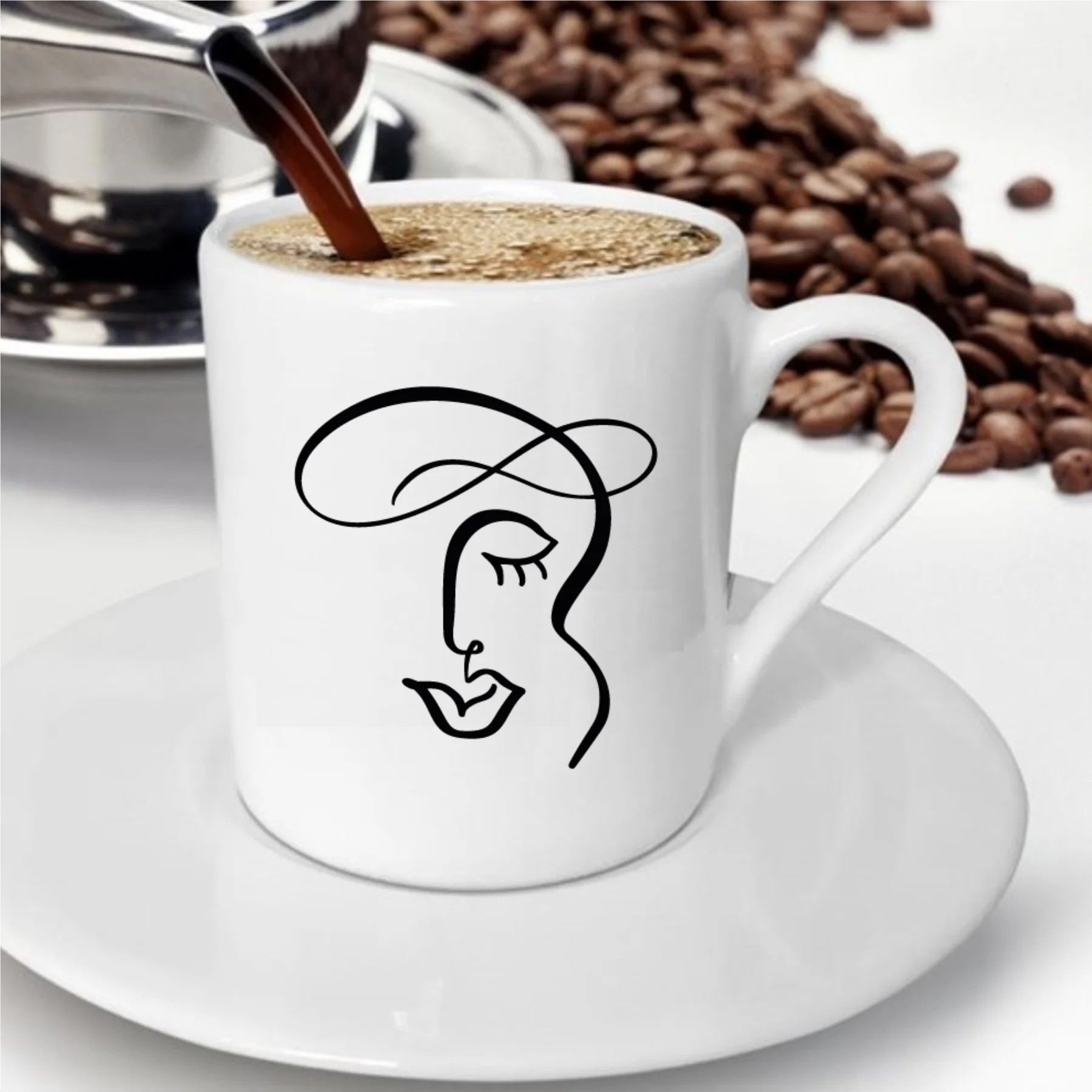 

Charcoal Abstract Face Design Coffee cup-13