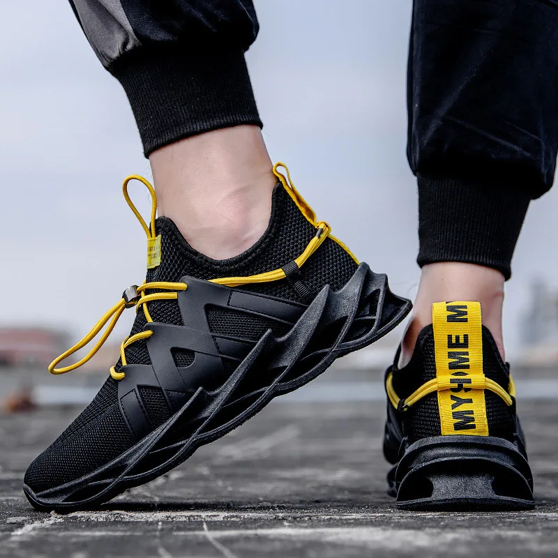 Fashion Lightweight Men's Blade Sneakers Cheap Blade Running Shoes Men Mesh Breathable Yellow Sports Shoes Men Athletic Sneakers
