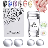 biutee nail art templates pure clear jelly silicone nail stamping plates scraper with stamping gel kit nail stamp nail art