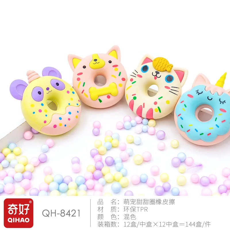 Kawaii Забавный 3D Пончик животное кот собака единорог панда конфетные цвета