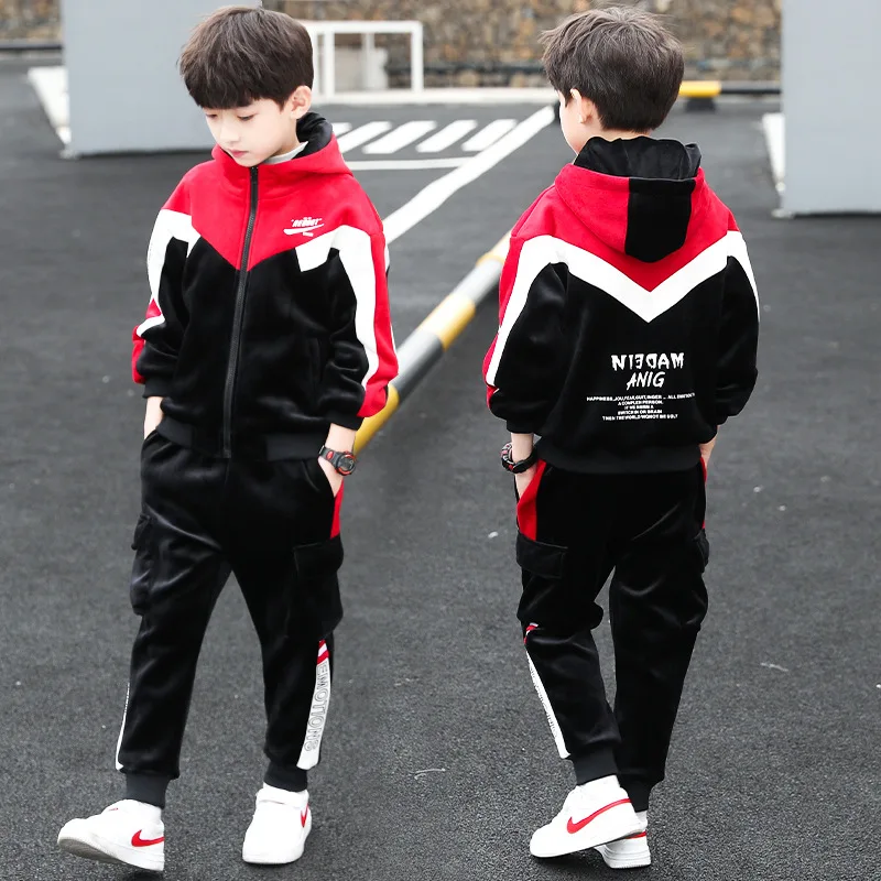 

Children's Wear Boys Autumn Suit 2020 New China University Children's Autumn Boy Foreign Style Plush Thickened Han Banchao