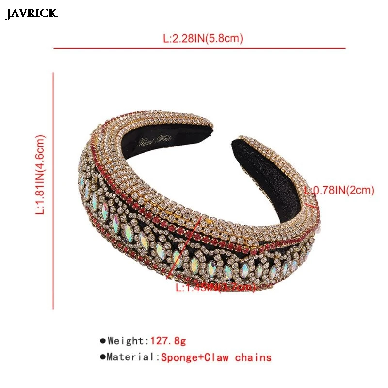 

Baroque Tiaras Wide Headband Luxurious Color Crystal Hair Hoop Female Girls Headwear Accessories
