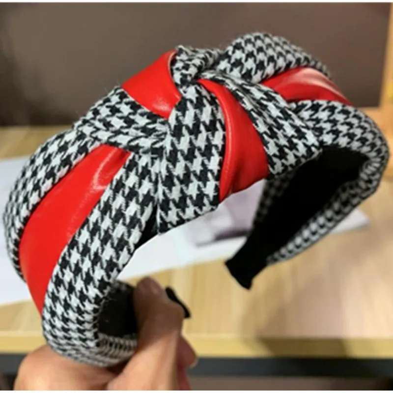 Ободок для волос с красным узлом Женский Классический ободок взрослых широкий из