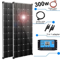 solar panel 12v 300w 200w solar charge controller 20a photovoltaic kit home system for battery car rv boat caravan camper roof