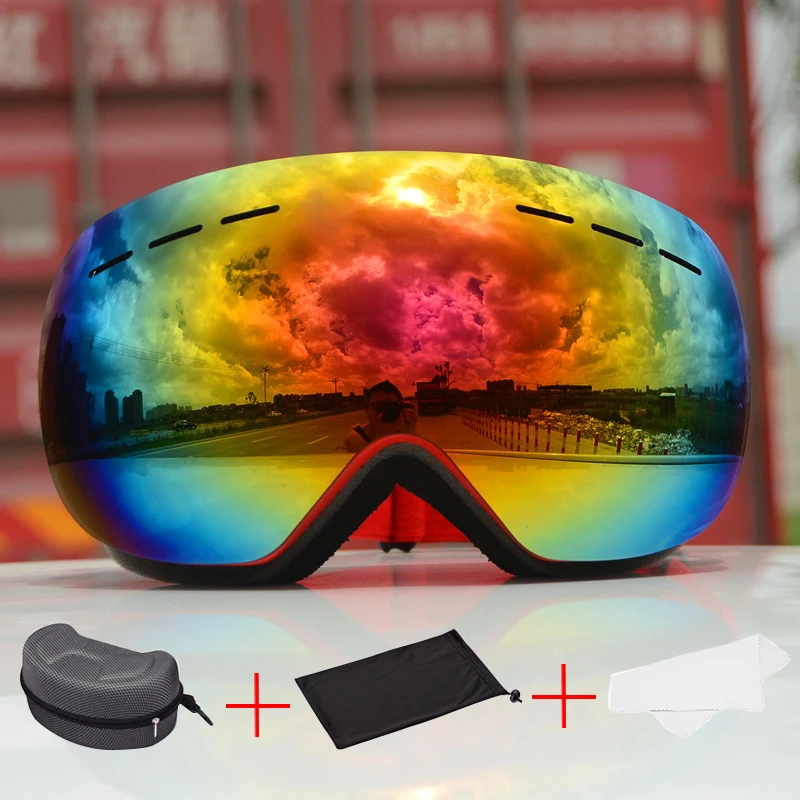 Для взрослых Лыжный Спорт очки большие сферические Gafas сноуборд мужские и женские лыжные очки двухслойные противотуманные
