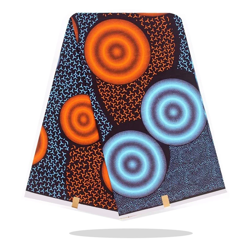 

High Quality Nigerian Wax Prints Fabric Cotton Veritable Breathable African Ankara Wax Printed Fabric 6 Yards For Sewing RV09-98