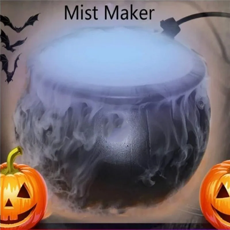 

New Halloween Witch Pot Smoke Machine Mist Maker Fogger Water Fountain Fog Machine Changing Party Prop Halloween Decorations
