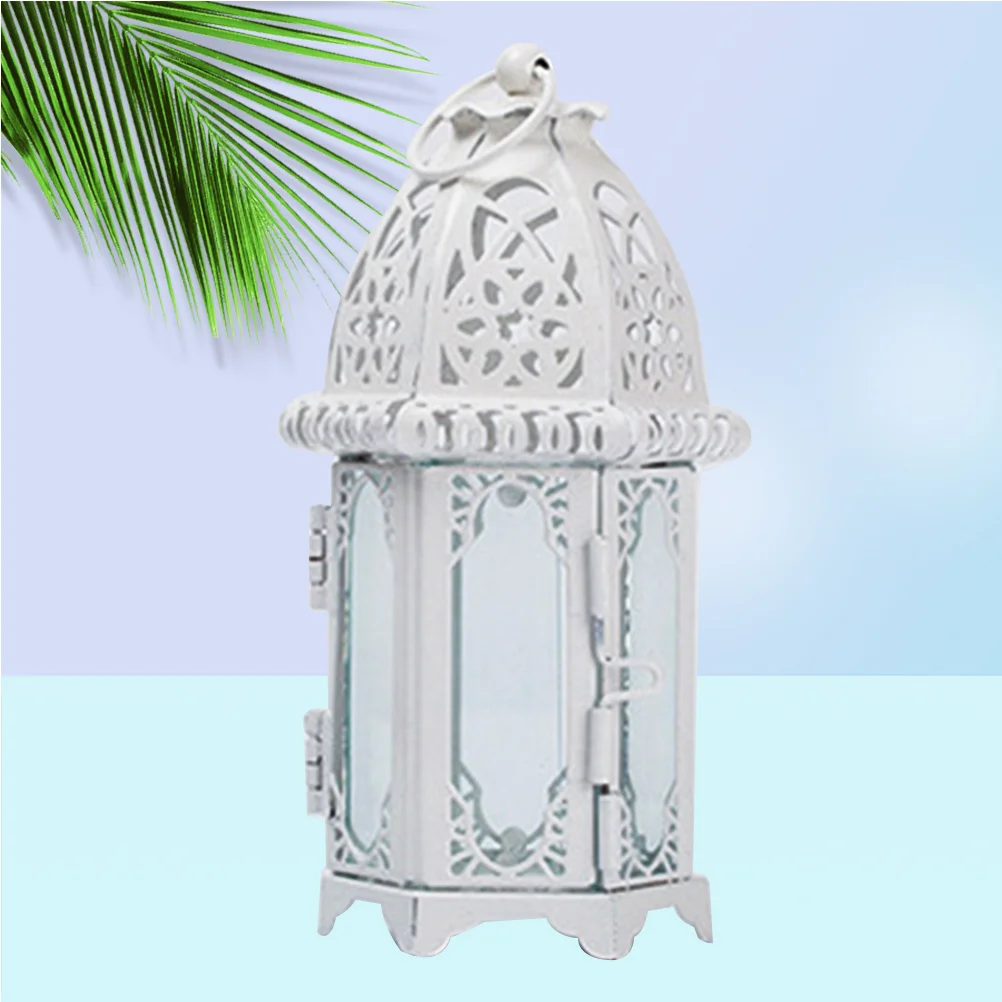 

Moroccan Style Candle Lantern Vintage Candle Holder for Events, Parties and Weddings(White)