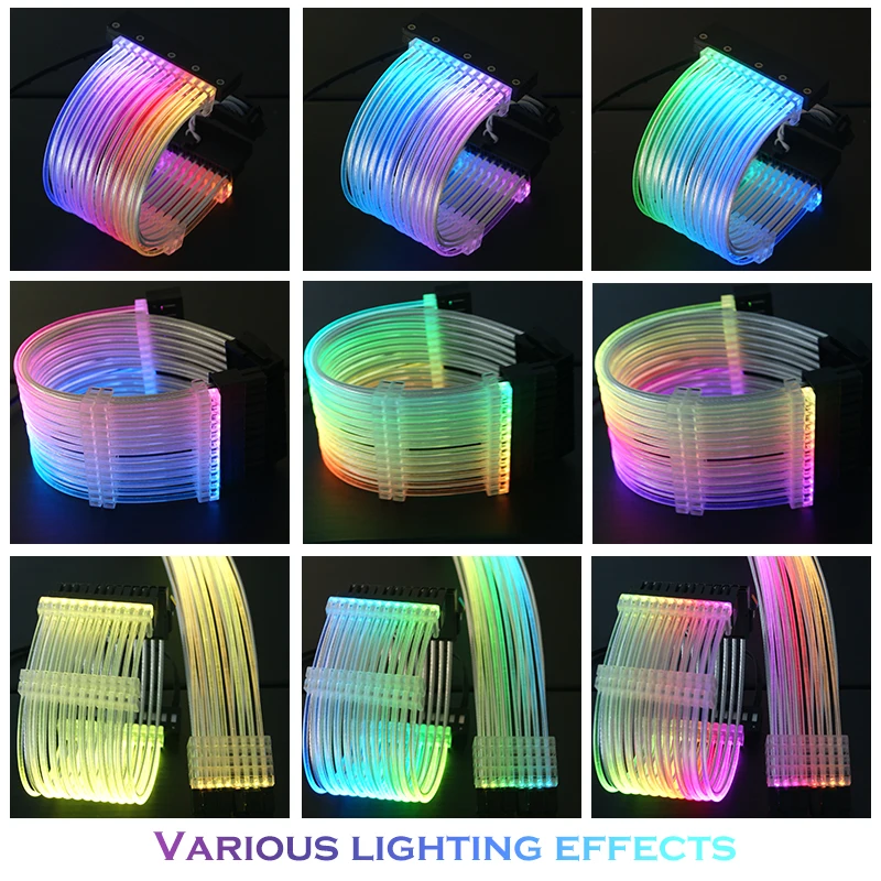 Удлинительный кабель блока цветная (RGB) блок питания ATX 24Pin GPU 8Pin тройной стример PCI