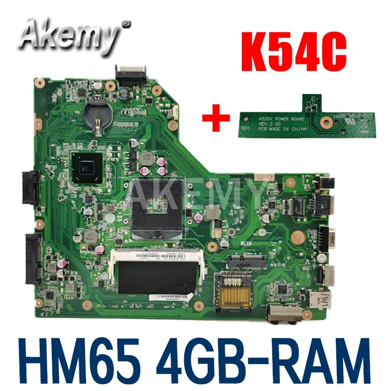 

Akemy Mainboard W/ HM65 4GB-RAM HDMI For Asus K54LY K54HR X54H X54HR K54L K54C X54C laptop motherboard tested 100% work original