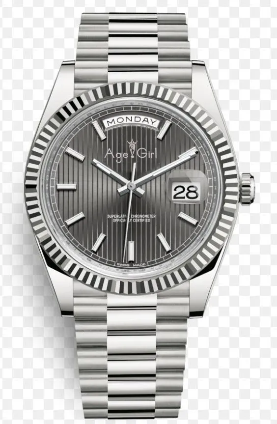 Роскошные новые мужские часы Daydate розовые золотые кофейные серебристые серые