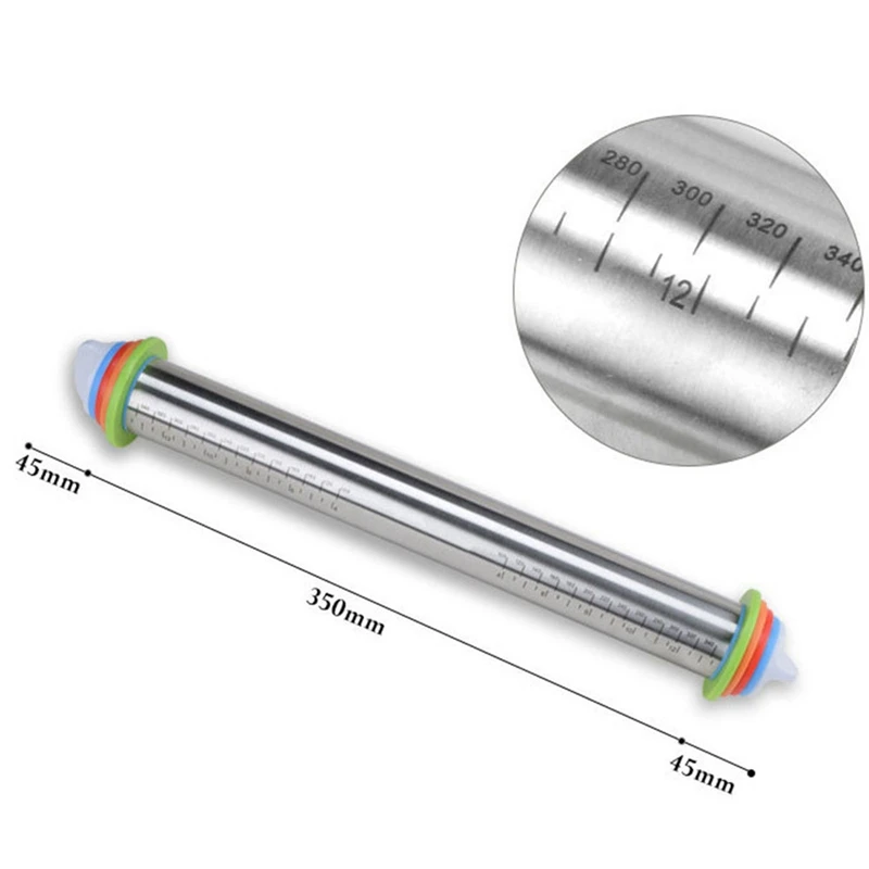 

Stainless Steel Rolling Pin With Scale Adjustable Quality Roller Kit Rolling Stick Kitchen Tool For Pastry Pizza