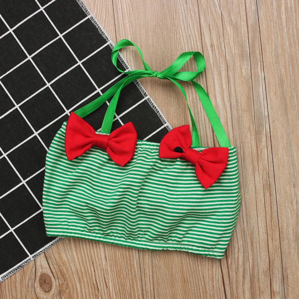 Infant Toddlers Baby Kids Striped Straps Bow Polka Dot Printed Swimwear Outfits Bikini 2020 Girl Swimsuit Summer | Спорт и