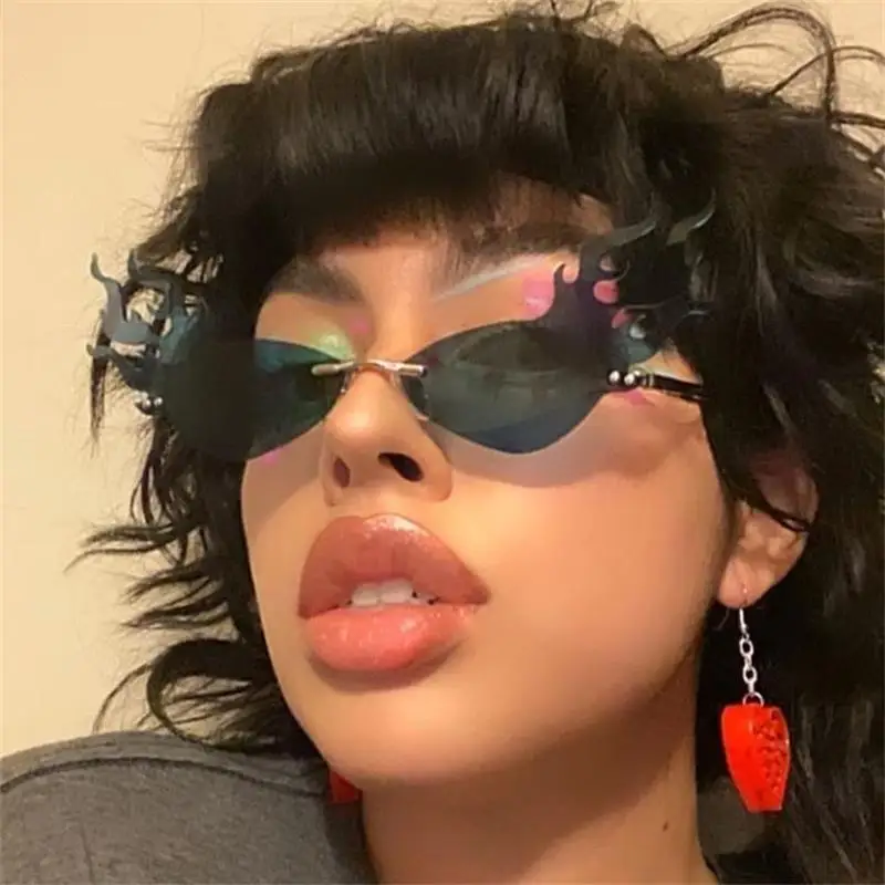 Женские солнцезащитные очки с пламенем винтажные брендовые дизайнерские без