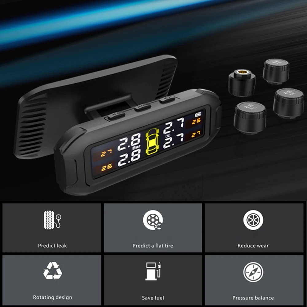 Система контроля давления в шинах TPMS на солнечной батарее экономия топлива с 4