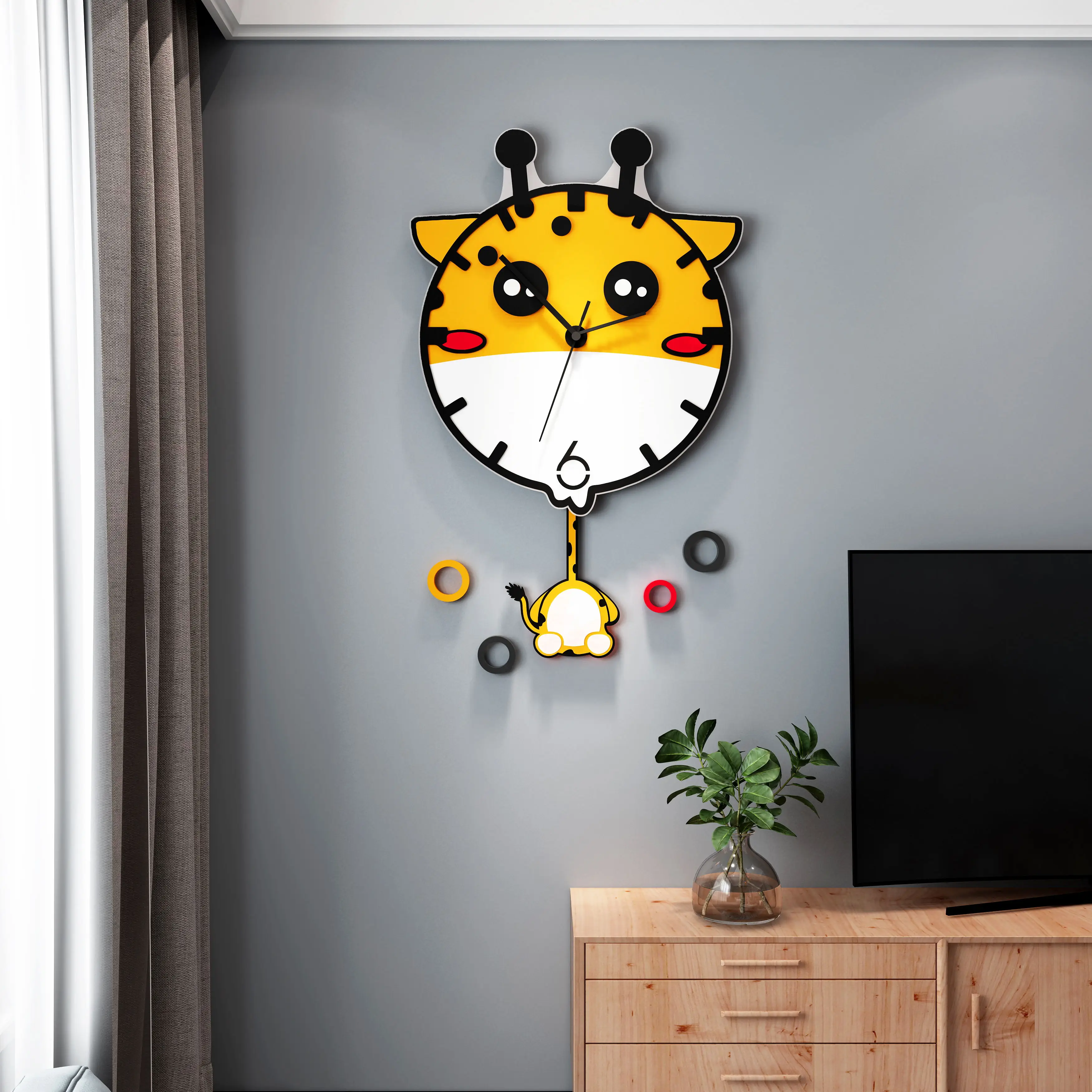 

Металлические железные настенные часы с рисунками из мультфильмов, креативные настенные часы с изображением оленя для гостиной, спальни, к...