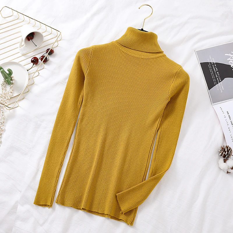 Turtleneck knitting sweater women Casual soft Solid stretch knitted winter pullover female 2020 Autumn jumper top | Женская одежда