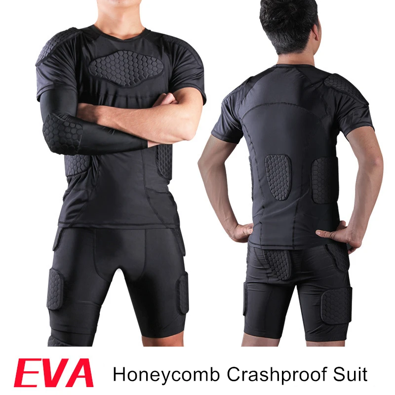 Мужская футболка и штаны для тренировок с подкладкой против столкновений