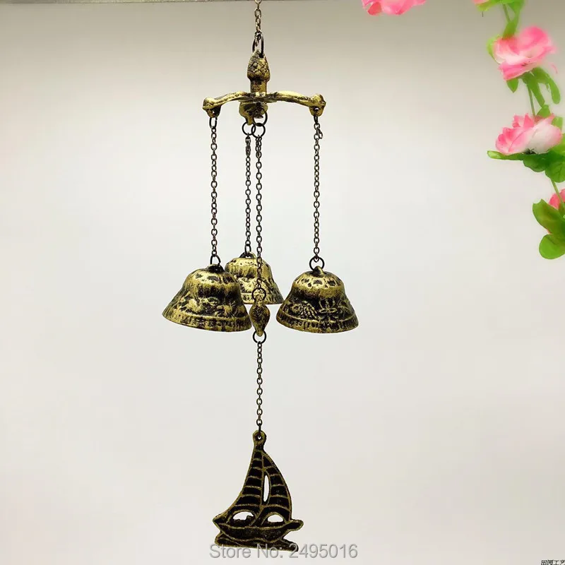 

Sailboat-Cast iron Wind Bells Lucky Fengshui Wind Chime Metal Garden Windchime Hanging Ornament Indoor Outdoor Decor