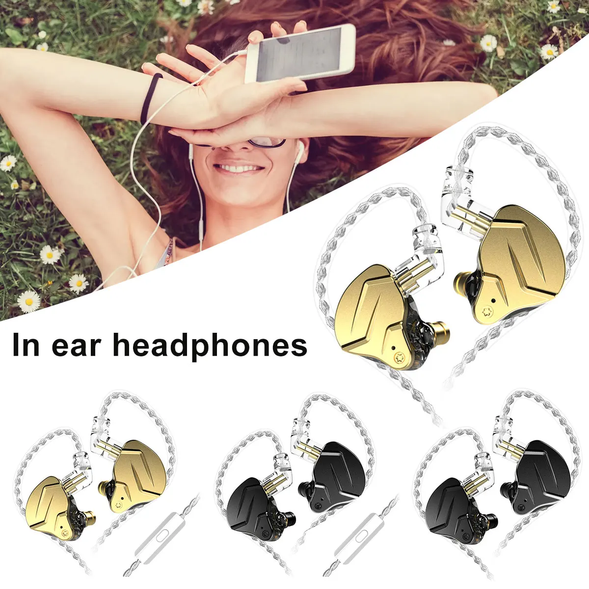 

Металлические наушники, динамические гибридные наушники-вкладыши с двойным драйвером, съемный кабель без спутывания, Hi-Fi Аудиомагнитола, н...