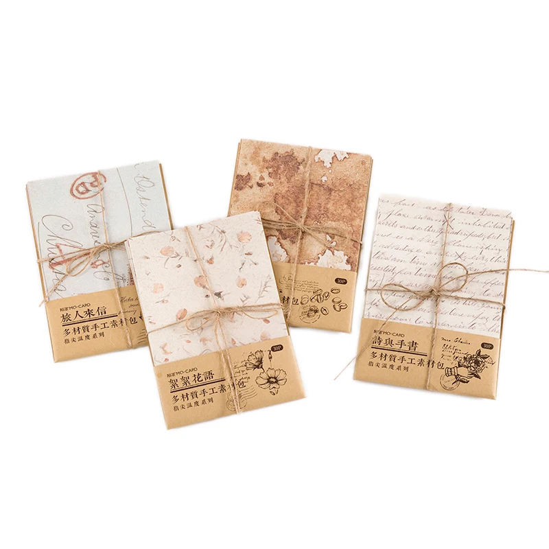 Mr.paper 30 Pcs/bag 4 Designs Vintage Style Paper Tip Temperature Series Creative Stationery Hand Account DIY Material Package