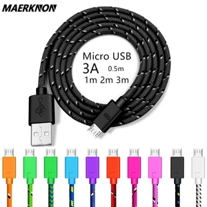 Micro USB Cable 2m 3m 2.4A Fast Charging USB Microusb Data Mobile Phone Cable for Samsung S6 S7 Huaw in India