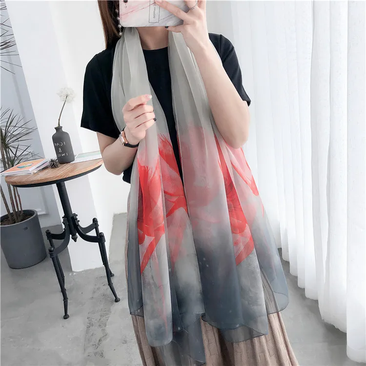 

J1147 Elegant Fashion Design Spring Women Lady Shawl Silk Long Soft Scarf Scarves New Creative Summer Beach Shawl