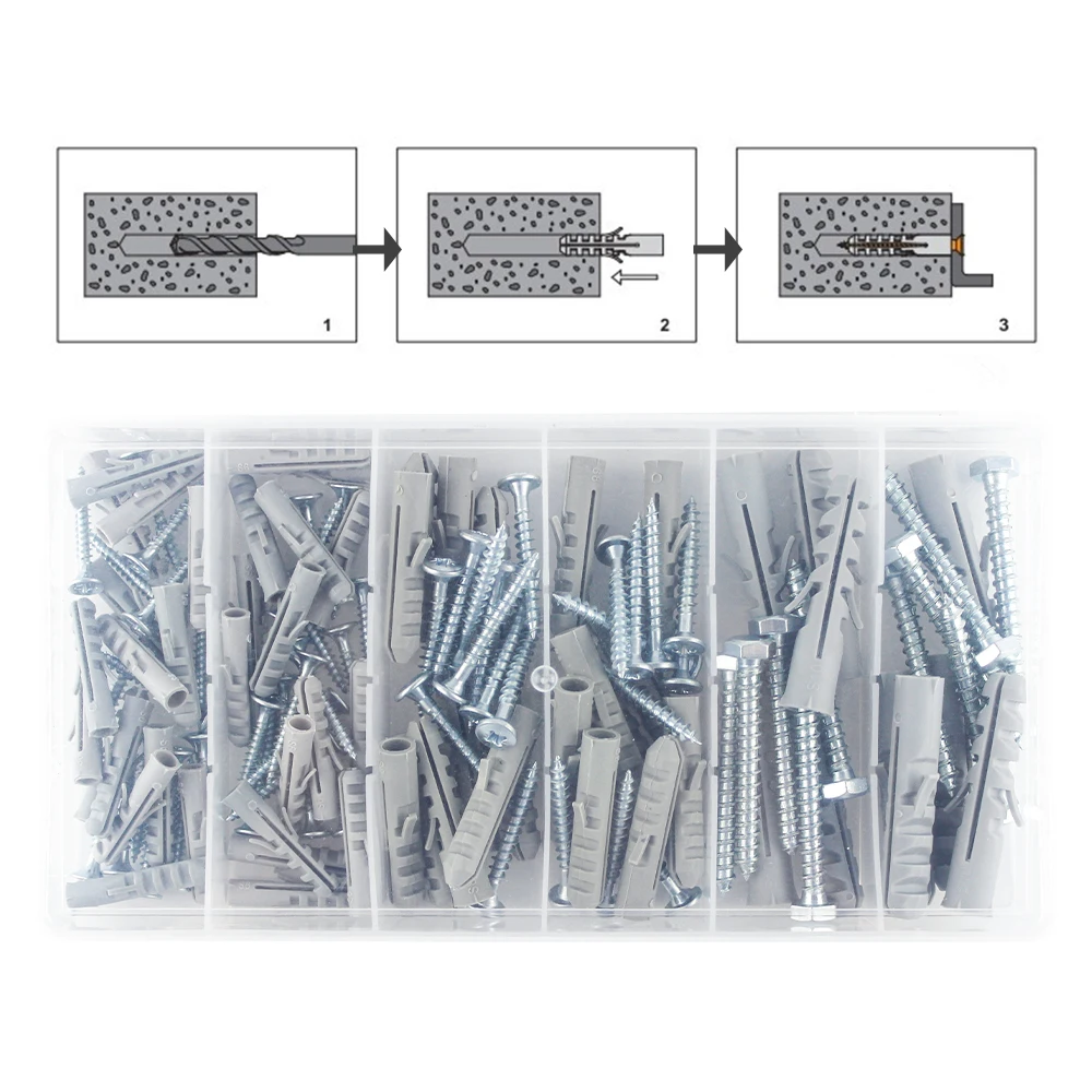 120 шт. нейлоновый настенный штекер/пластиковый расширительный анкер с резьбовым