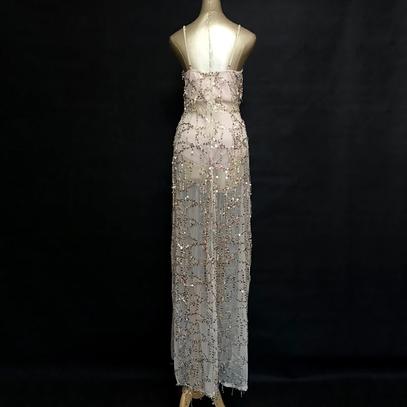 Джазовые танцевальные костюмы сексуальное длинное платье с глубоким V-образным