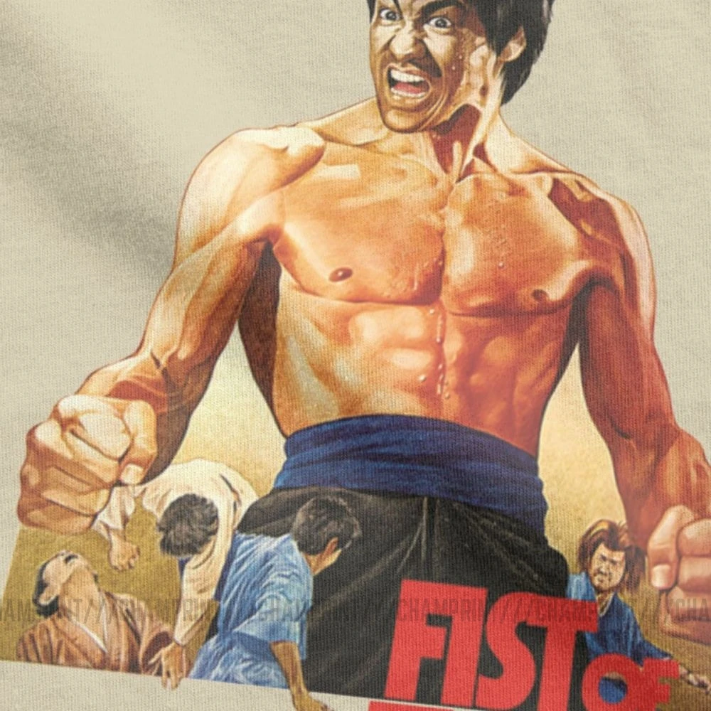 Мужская футболка Fist Of Fury Брюс Ли китайский хлопковый топ с коротким рукавом и
