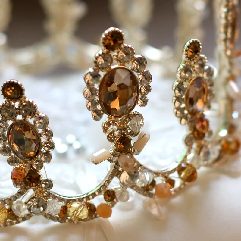 JaneVini 2019 Роскошные хрустальные короны принцессы цвета шампанского золотые