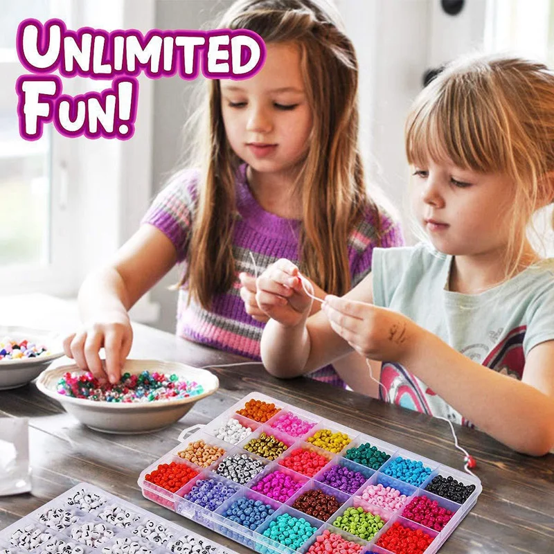 Jewelry Making Kit Beads for Bracelets - Bead Craft Set Glass Pony Seed Letter Alphabet DIY Art and Valentine H | Украшения и