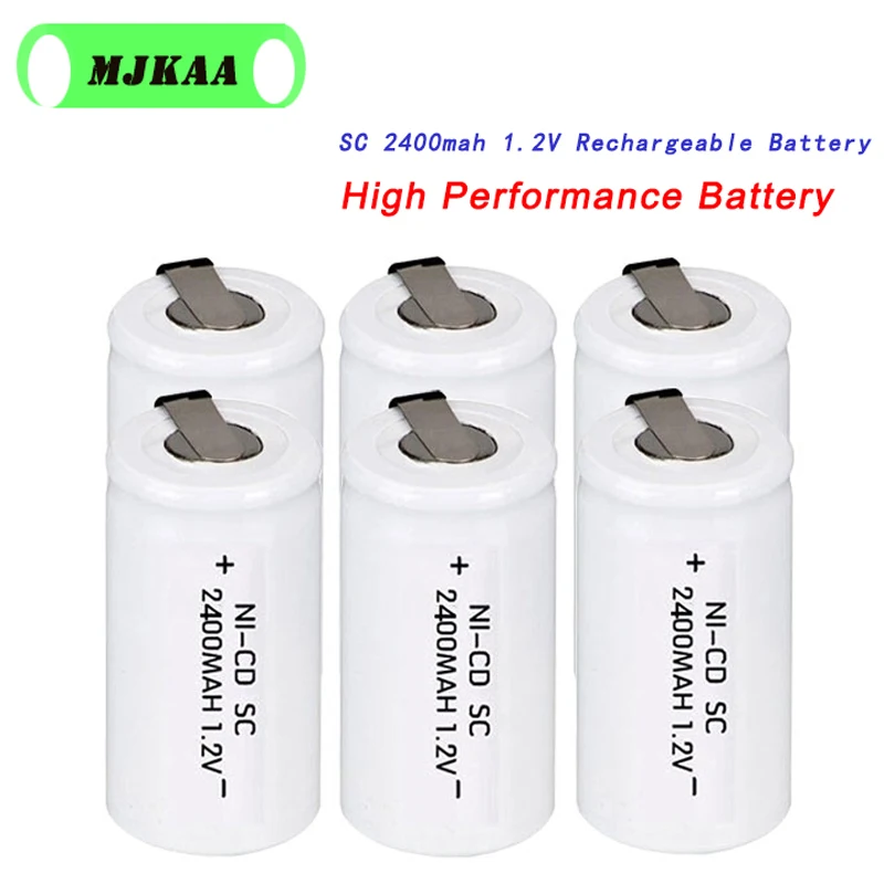 6 шт SubC SC 22420 1 2 V батареи 2400 мАч 22*22*42 Ni CD Перезаряжаемые Батарея с удлинителем