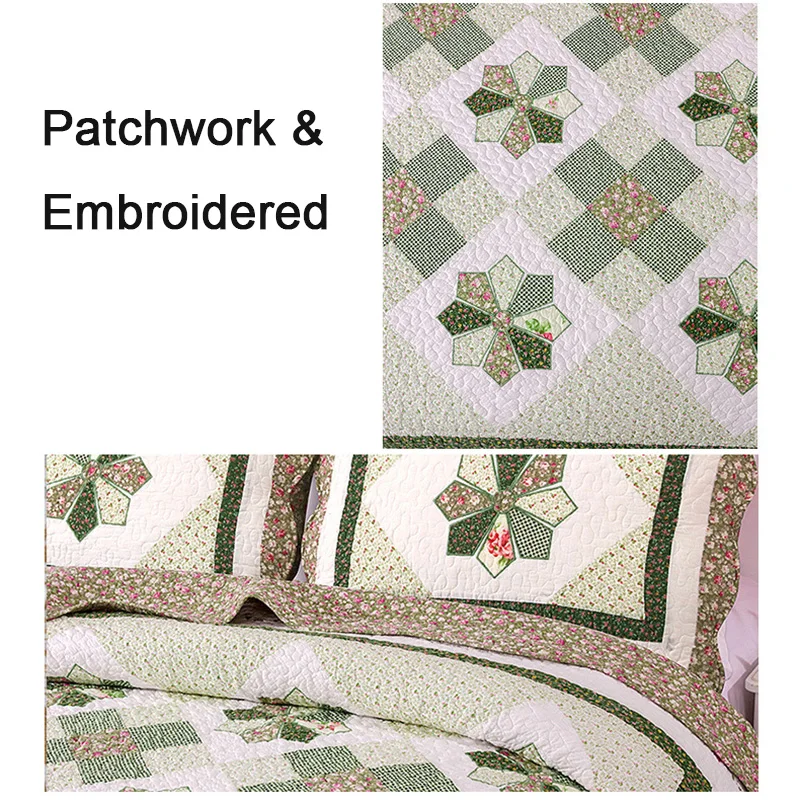 Комплект постельного белья с аппликацией CHAUSUB хлопковое стеганое покрывало