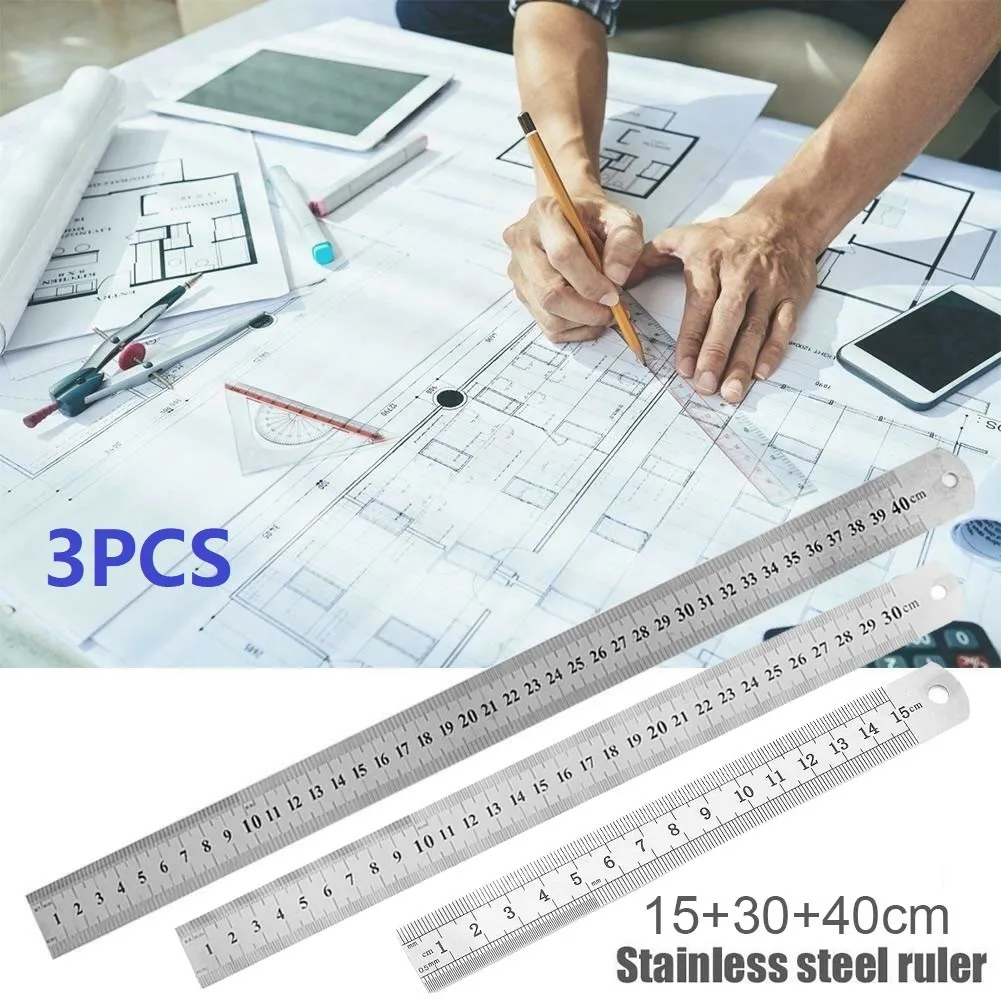 

15+30+40cm Ruler Double-side Durable High Quality Marking Metric Rulers
