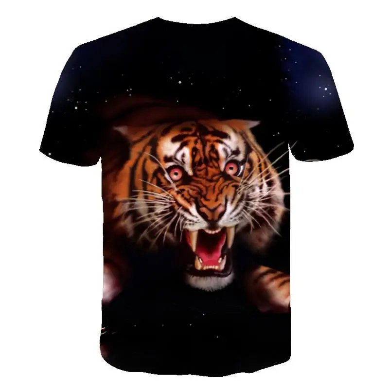 

2021 Casual Hip-hop 3D Printing Animal Lion Sleeve Round Neck T-shirt 3D Pattern Hip-hop Personality T-shirt for Men and Women