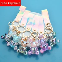 new fashion cute acrylic bear keychain ring chain men women mobile phone bag car keychains pendant christmas dog gift