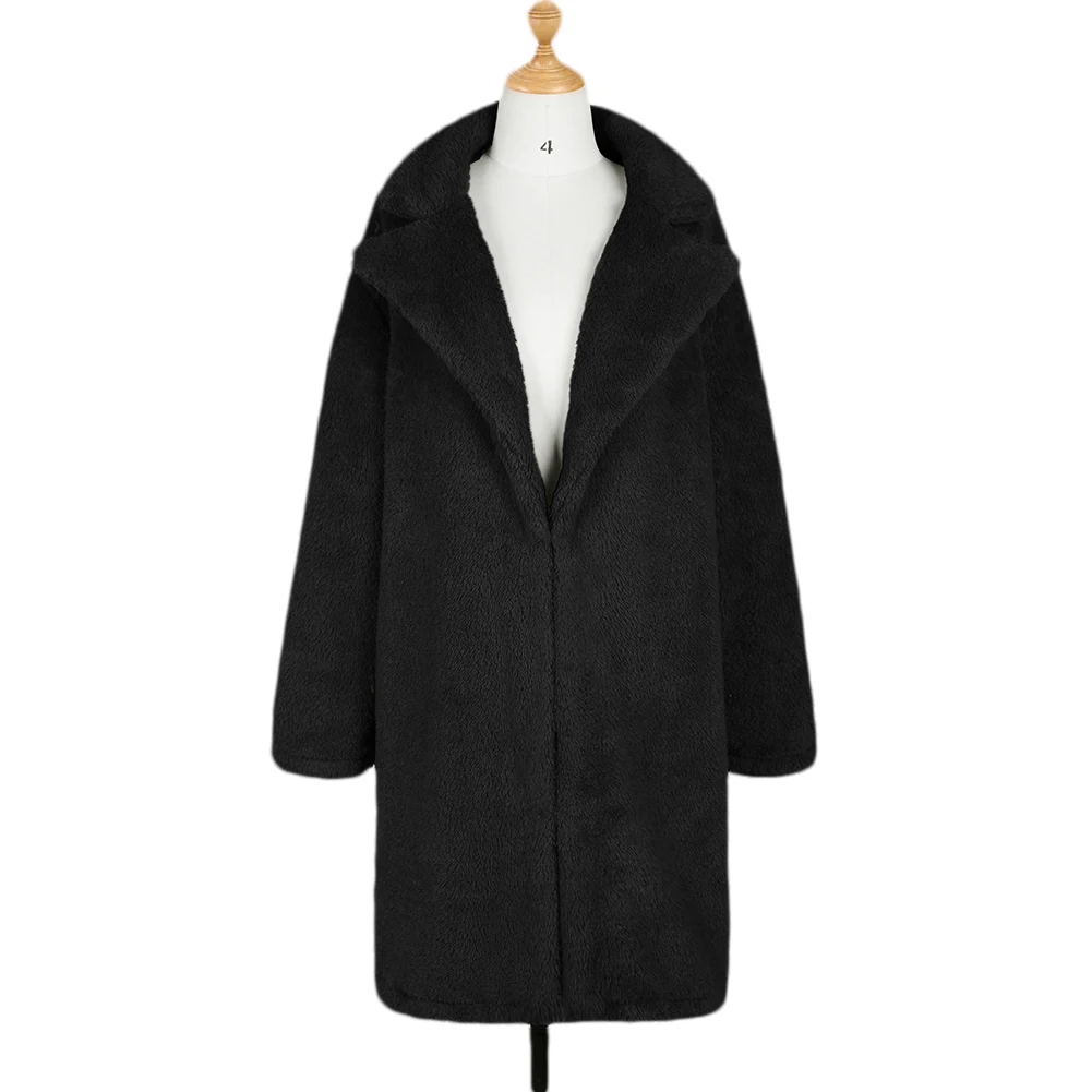 Женская однотонная куртка средней длины с длинным рукавом и плюшевым