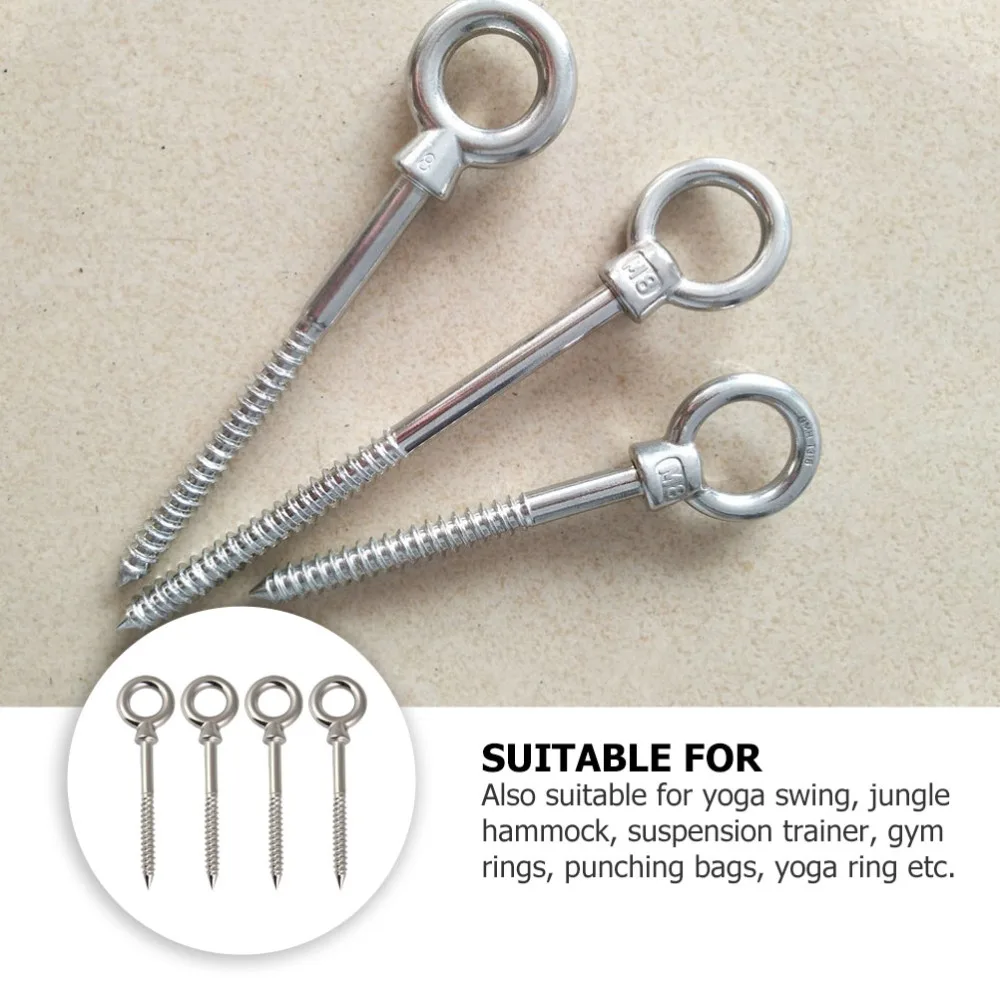 

4pcs Stainless steel Eye Hooks Screw Eyes for Fixing Swing Hammock Boxing Bag