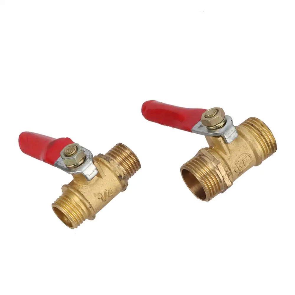 Латунный шаровой кран 1/4 &quot3/8&quot Папа-папа BSP резьба с красной рычажной ручкой