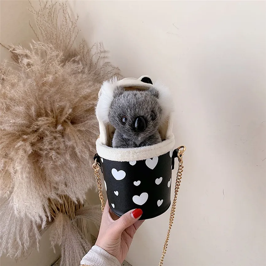 Модная женская плюшевая сумка с цепочкой Koala Женская медвежонком через плечо
