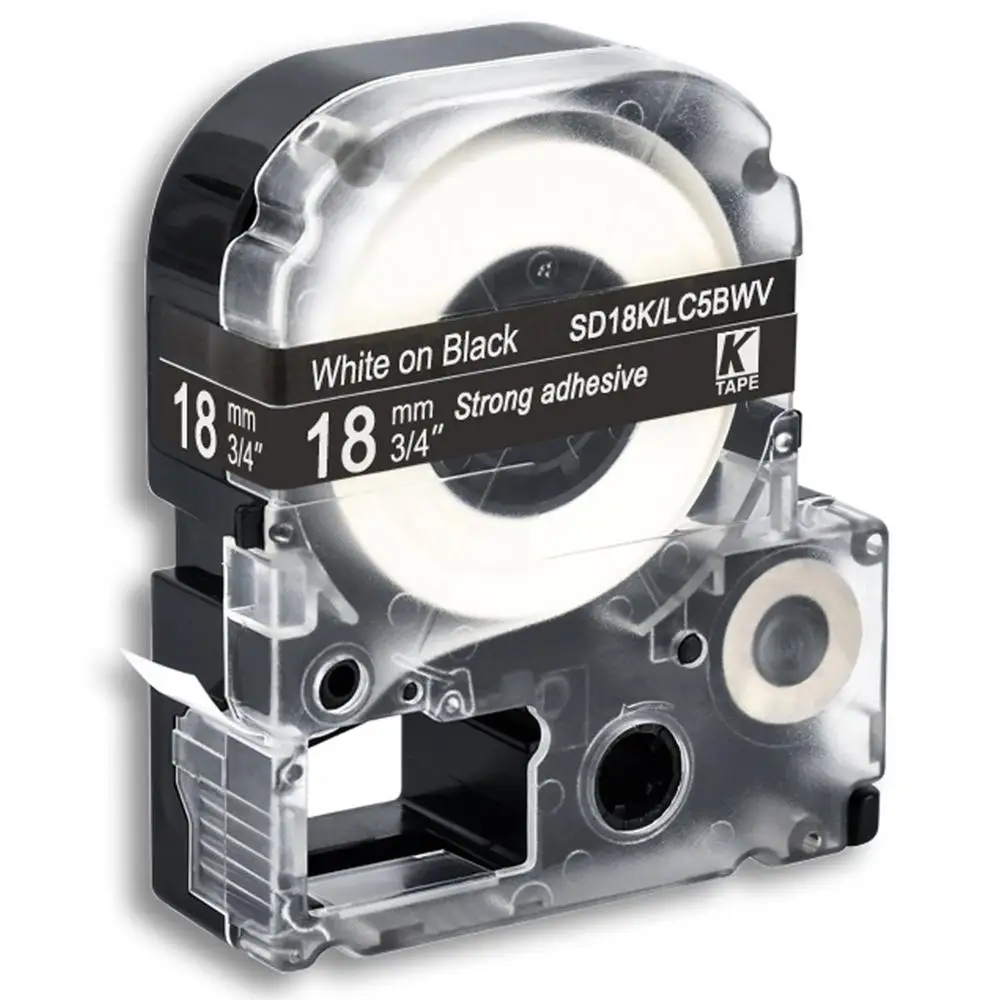 CIDY 18 мм черный на белом SS18KW/LC-5WBN LC 5WBN LC-5WBN9 клейкая лента для kingjim/epson Для LW300 LW400 LW-600P LW-700P - Цвет: white on black