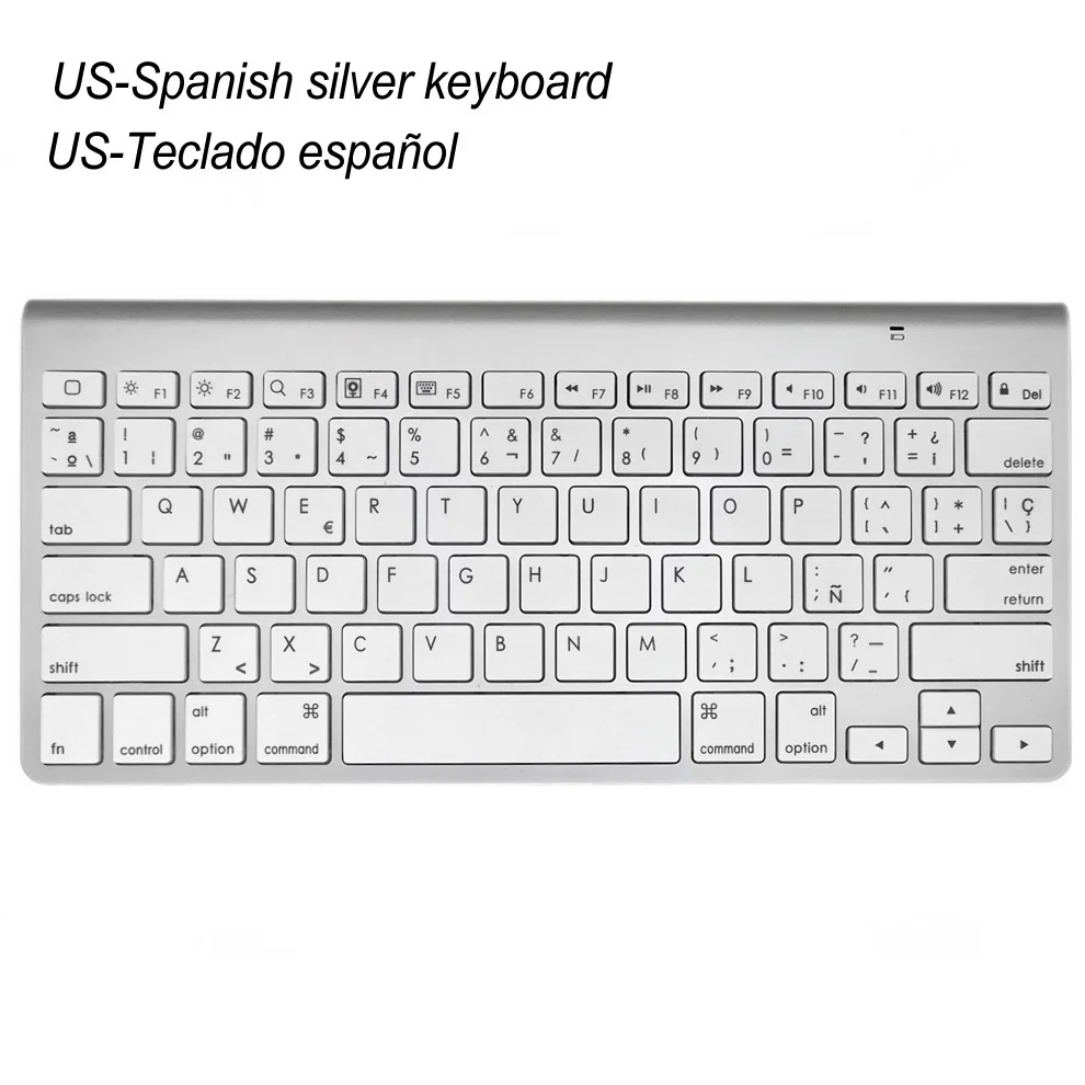 Spanish Layout Универсальная ультра-тонкая Бесшумная клавиатура Bluetooth для планшетов и смартфонов, беспроводная клавиатура Mac стиль IOS Android WIN - Цвет: Spanish Layout