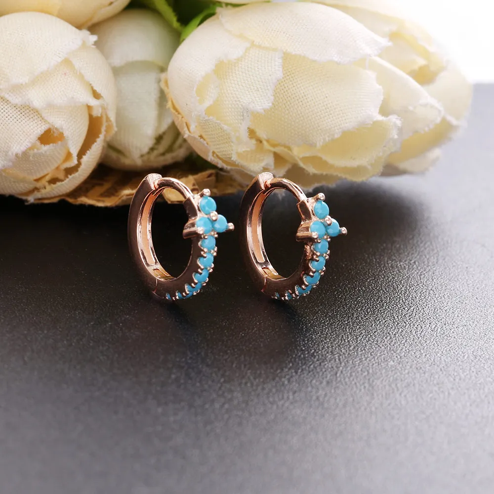 

SHADOWHUNTERS Earrings Hoops 925 Sterling Silver Women Jewelry Classic Huggie Hoop Earrings With Turquoise Zircon Daily Piercing