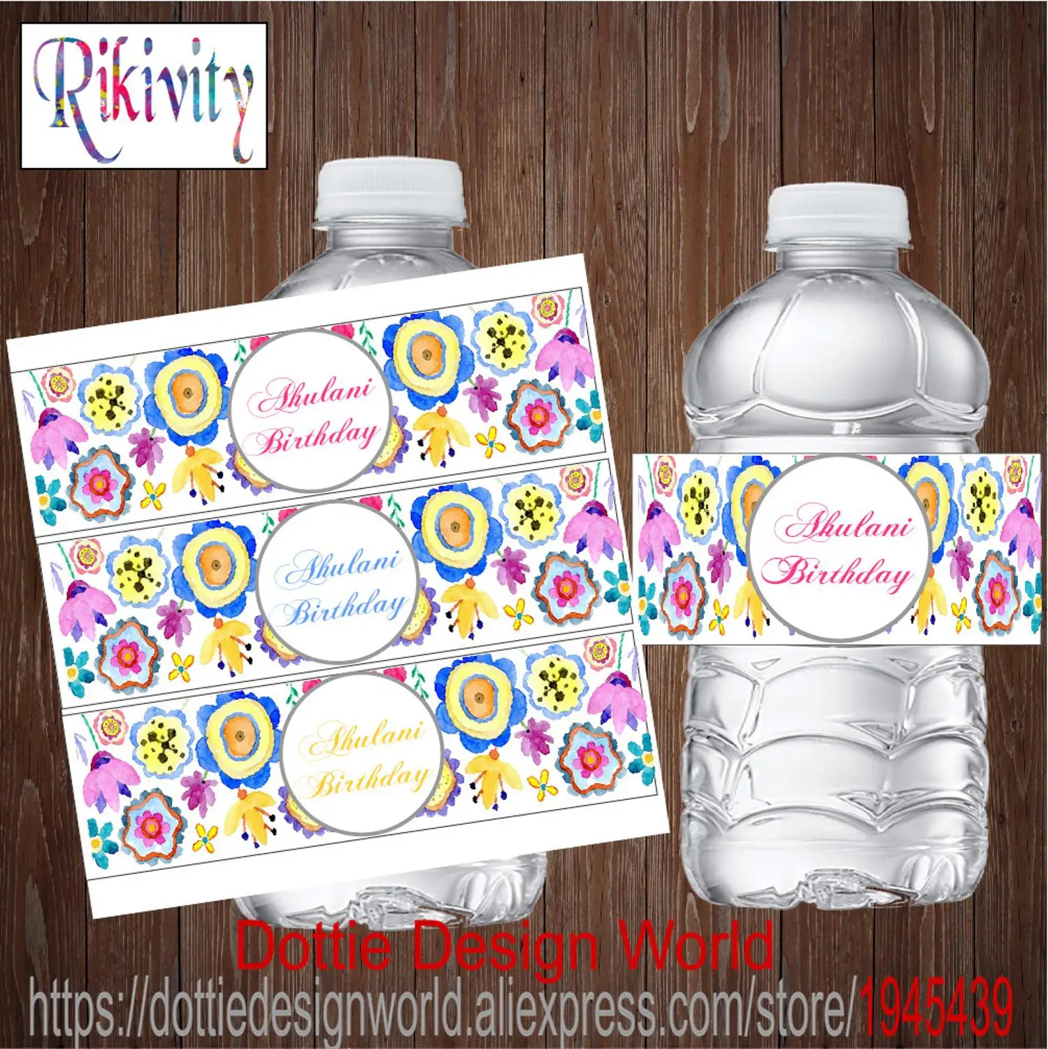 Rikivity 20 шт Персонализированные Цветочные Свадебные бутылки для воды Вино