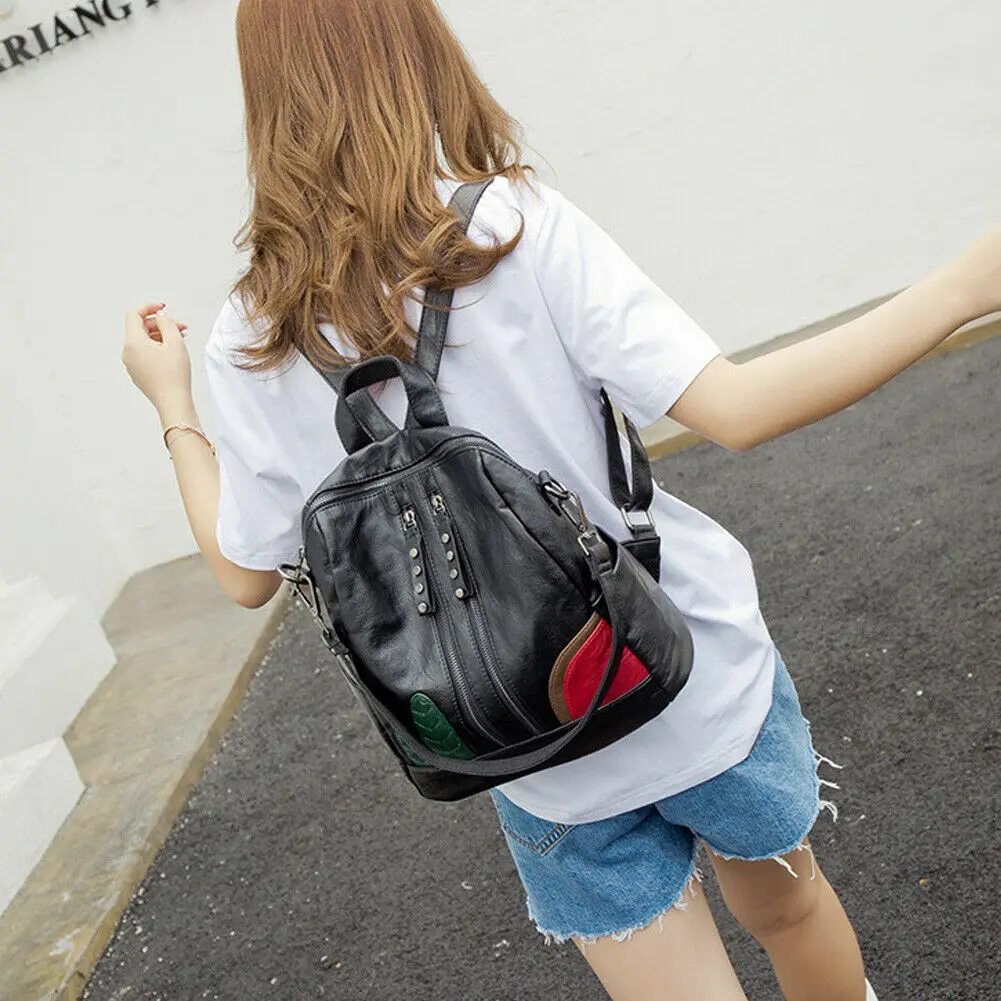 

Women's leather backpack fashion high-end luxury school bag trend travel shoulder bag anti-theft lady backpack