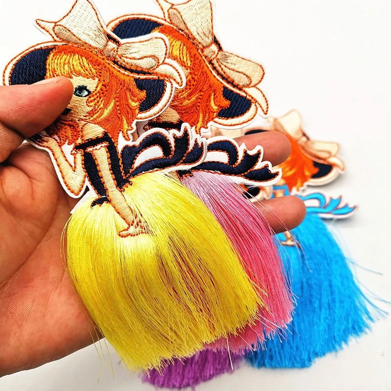 1 шт. Мультяшные нашивки с кисточкой модные милые девушки прекрасная вышивка