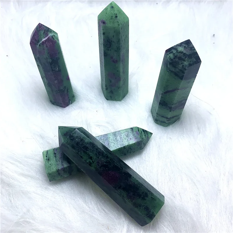 

Carved natrual epidote wand reiki healing crystals point energy tower for home decoration