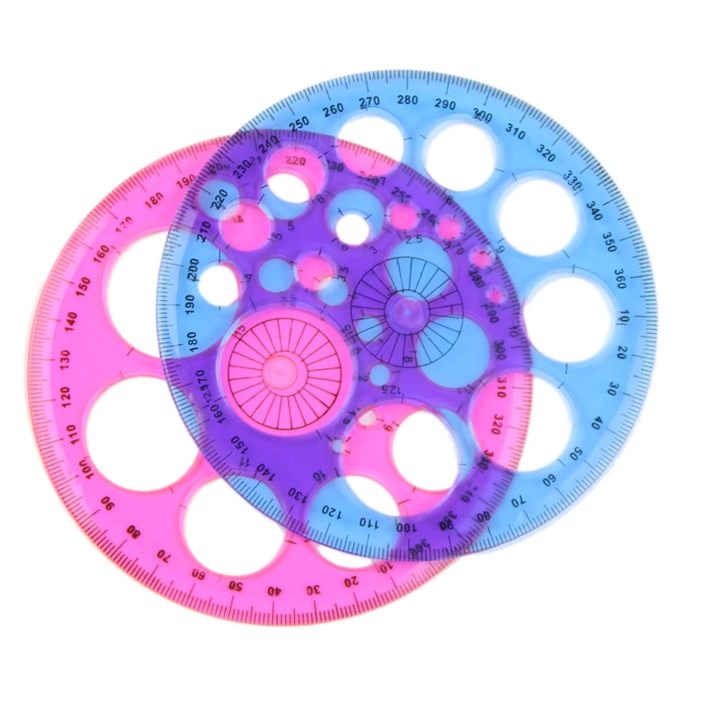 

1pcs Plastic Blue Red Three Hundred Sixty Degrees Round Ruler Patchwork Ruler Material Escolar Office Accessories